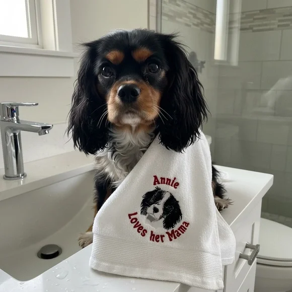 Hand Personalized Embroidered Towel your pet’s name dog, cat horses, any pet - Picture 9 of 17